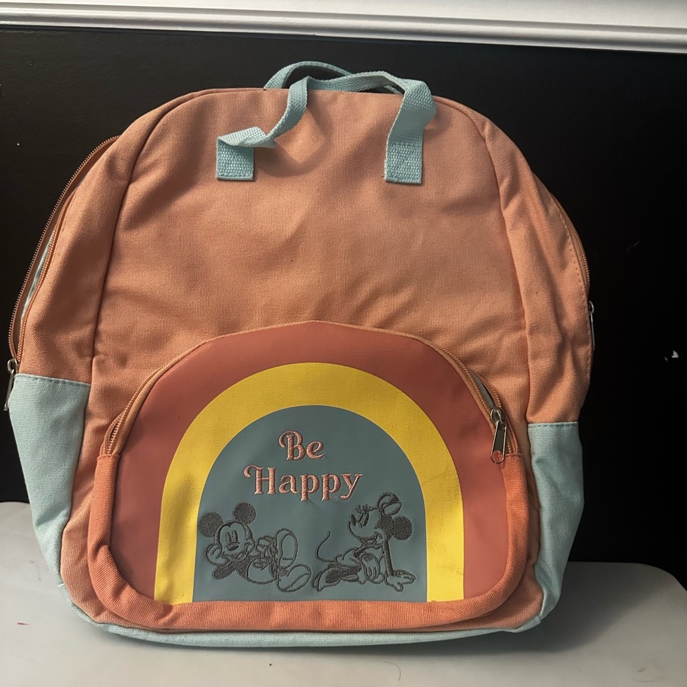 Disney Kids Backpack - Peach, Light Blue, Yellow
